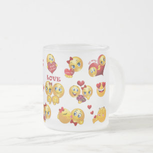love emoji frosted glass coffee mug
