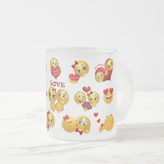 love emoji frosted glass coffee mug