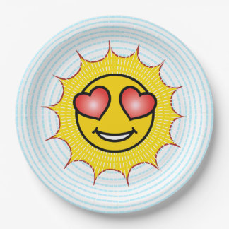 Love Emoji Sun Paper Plate