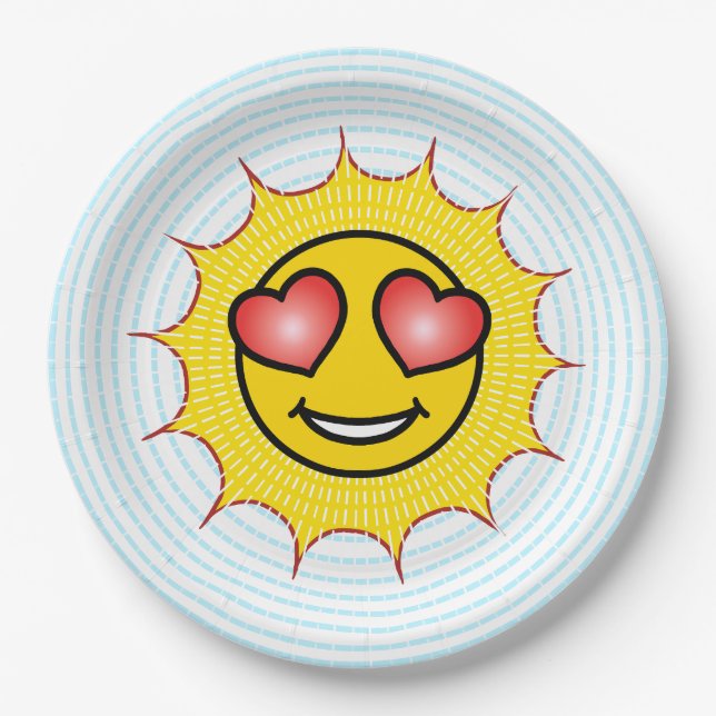Love Emoji Sun Paper Plate (Front)