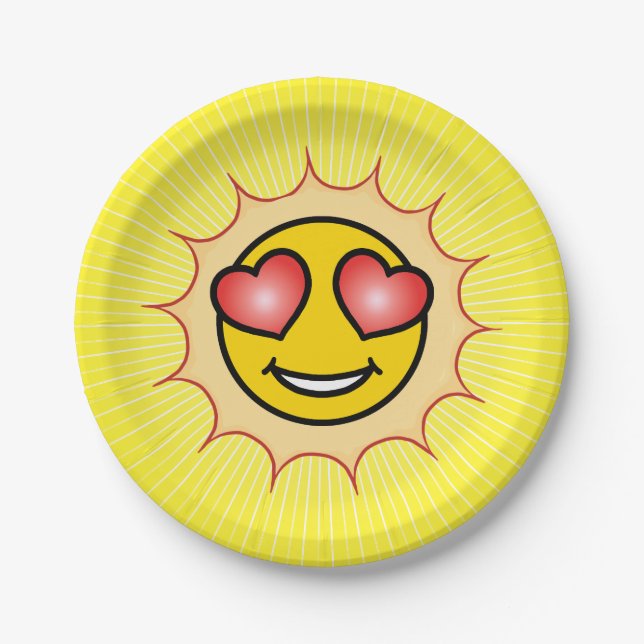 Love Emoji Sunset Paper Plate (Front)