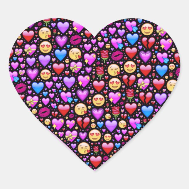 Love Emoji's Design Heart Sticker (Front)