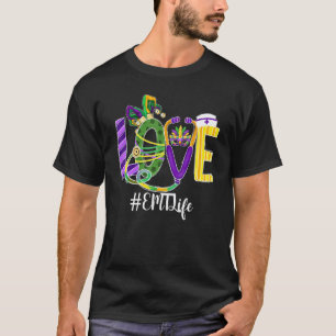 Love Emt Life Nurse Leopard Mardi Gras Festival Co T-Shirt