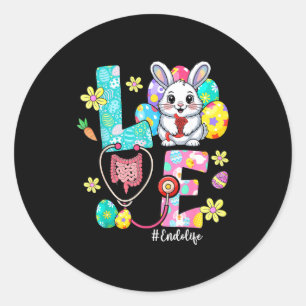 Love endo life endo nurse bunny stethoscope easter classic round sticker
