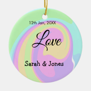 Love engagement wedding couple colorful bohpattern ceramic tree decoration