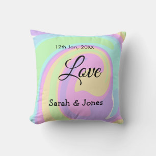 Love engagement wedding couple colorful bohpattern cushion