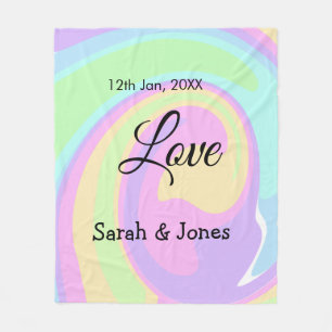 Love engagement wedding couple colorful bohpattern fleece blanket