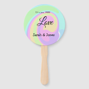 Love engagement wedding couple colorful bohpattern hand fan