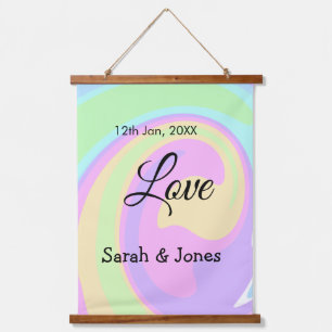 Love engagement wedding couple colorful bohpattern hanging tapestry