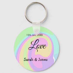 Love engagement wedding couple colorful bohpattern key ring