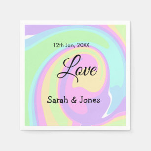 Love engagement wedding couple colorful bohpattern napkin