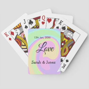 Love engagement wedding couple colorful bohpattern playing cards
