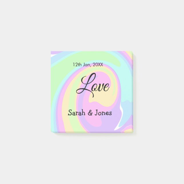 Love engagement wedding couple colorful bohpattern post-it notes (Front)