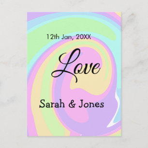 Love engagement wedding couple colorful bohpattern postcard
