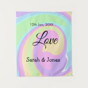 Love engagement wedding couple colorful bohpattern tapestry