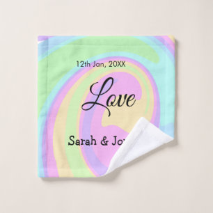 Love engagement wedding couple colorful bohpattern wash cloth