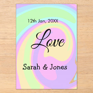 Love engagement wedding couple colourful bohpatter acrylic invitations
