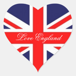 Love England-Union Jack Flag Heart Sticker