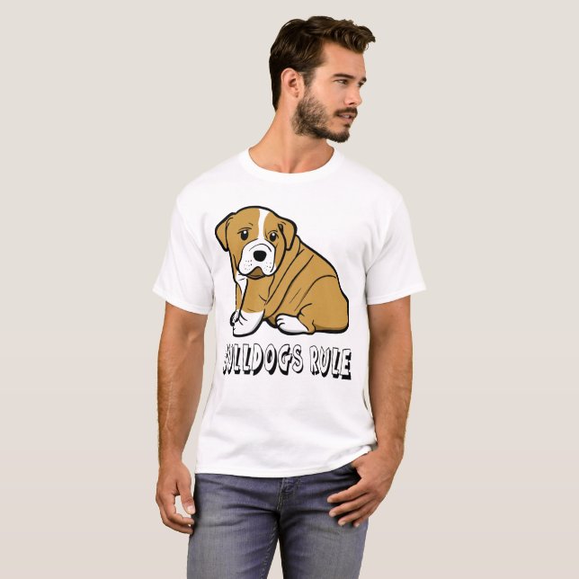 Love English Bulldog Cartoon Puppy Dog Men's Boy's T-Shirt (Front Full)