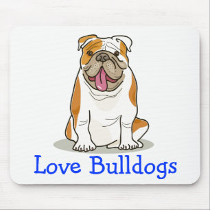 Love English Bulldog Cartoon Puppy Dog Mouse Mat