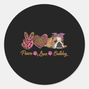 Love English Bulldog Fun Puppy Dog Mum Mother's Da Classic Round Sticker