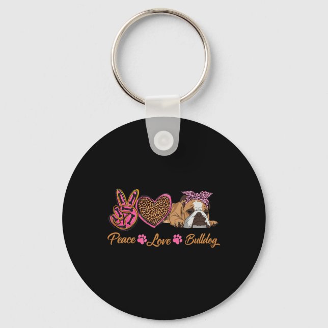 Love English Bulldog Fun Puppy Dog Mum Mother's Da Key Ring (Front)