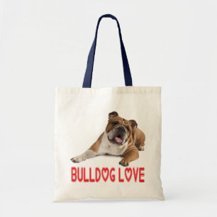 Love English Bulldog Tan & White Puppy Dog Tote Bag