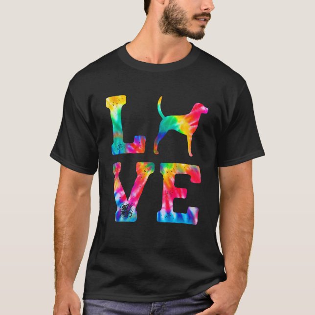 Love English Foxhound Tie Dye Dog Mum Dad T-Shirt (Front)