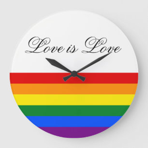 Love Equality Rainbow Flag LGBT Lesbian Gay Pride Large Clock