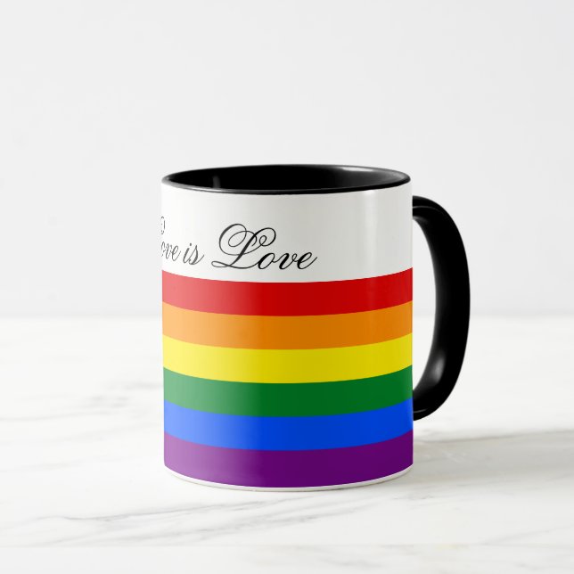 Love Equality Rainbow Flag LGBT Lesbian Gay Pride Mug (Front Right)