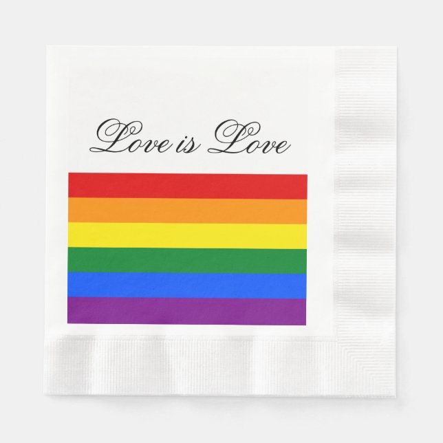 Love Equality Rainbow Flag LGBT Lesbian Gay Pride Napkin (Front)