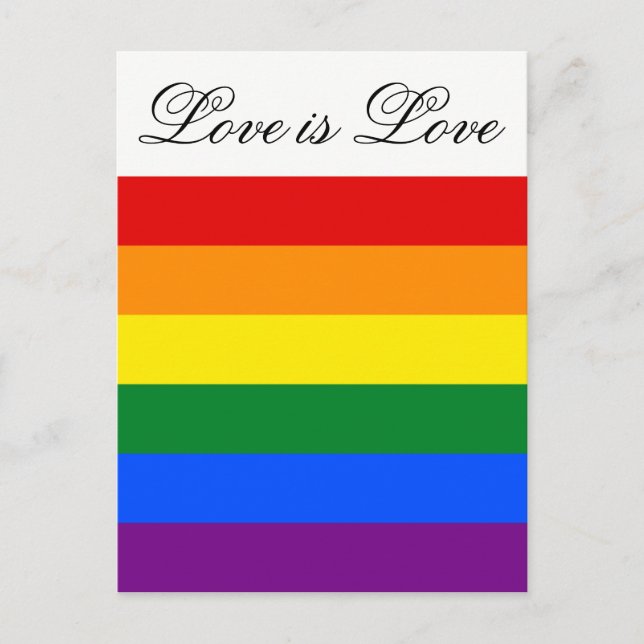 Love Equality Rainbow Flag LGBT Lesbian Gay Pride Postcard (Front)