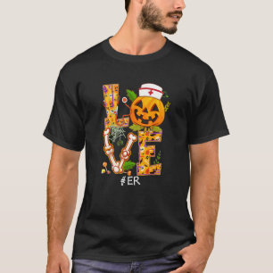 Love Er Nurse Halloween Skeleton Pumpkin Stethosco T-Shirt