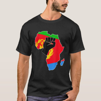 Love Eritrea With Eritrean Flag In Africa Map Rais T-Shirt