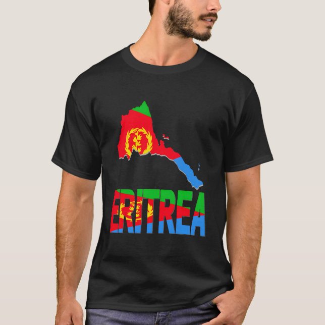 Love Eritrea With Eritrean Flag Inside Eritrea Map T-Shirt (Front)