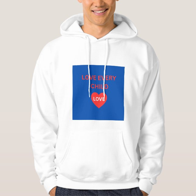 Love Every Child Heart White Pullover Hoodie (Front)