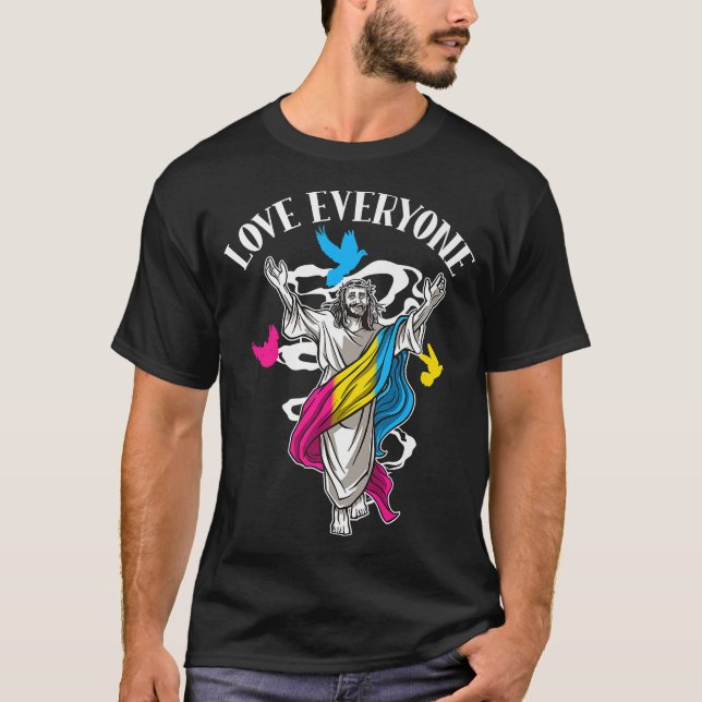 Love Everyone, Christian Pan Pride Jesus, Panseual T-Shirt (Front)