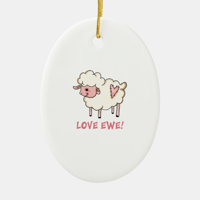 LOVE EWE CERAMIC TREE DECORATION (Front)