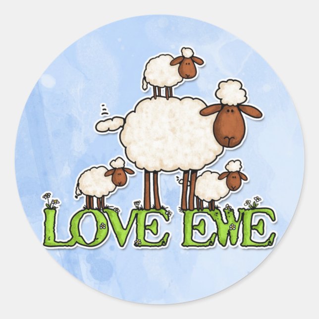 love ewe classic round sticker (Front)