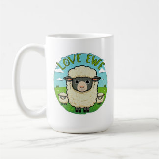 Love Ewe Cute Sheep Pun Heart Animal Artwork Coffee Mug