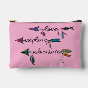 Love Explore Adventure Arrow Tribal Boho Design Accessory Pouch