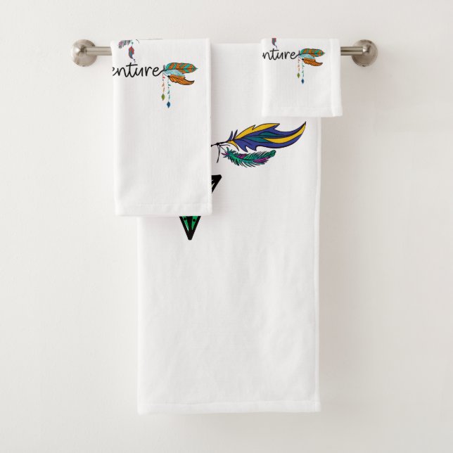 Love Explore Adventure Arrow Tribal Boho Design Bath Towel Set (Insitu)