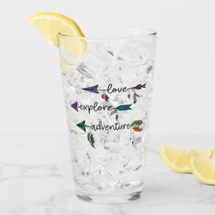 Love Explore Adventure Arrow Tribal Boho Design Glass