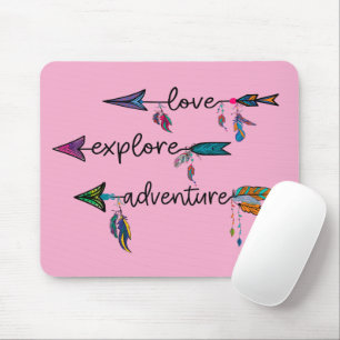 Love Explore Adventure Arrow Tribal Boho Design Mouse Mat