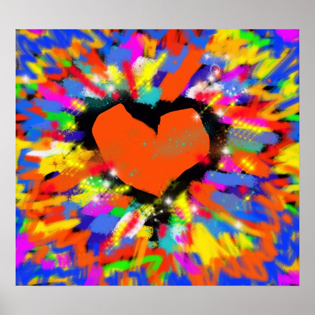 love explosion, hearts art print (Front)
