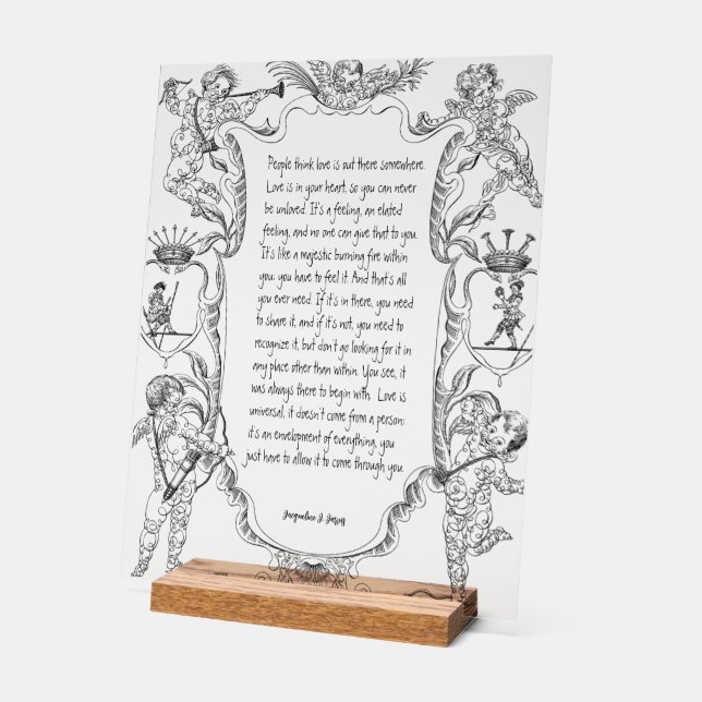 Love Expression Line Art Victorian Simple Acrylic Sign (Angle)