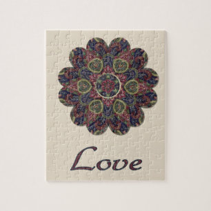 LOVE Fabric Collage Flower Inspiration Series Jigsaw Puzzle