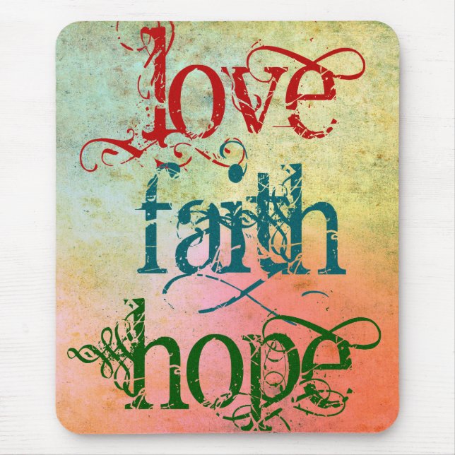 LOVE FAITH HOPE MOUSE MAT (Front)