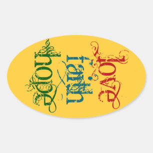 LOVE FAITH HOPE OVAL STICKER