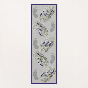 Love Faith Hope White Stones Footprints Yoga Mat